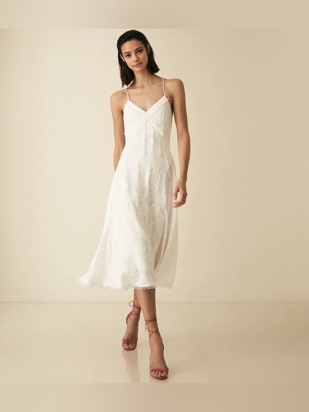 REISS Women Ania Lace Detail Strappy Midi Dress size 8